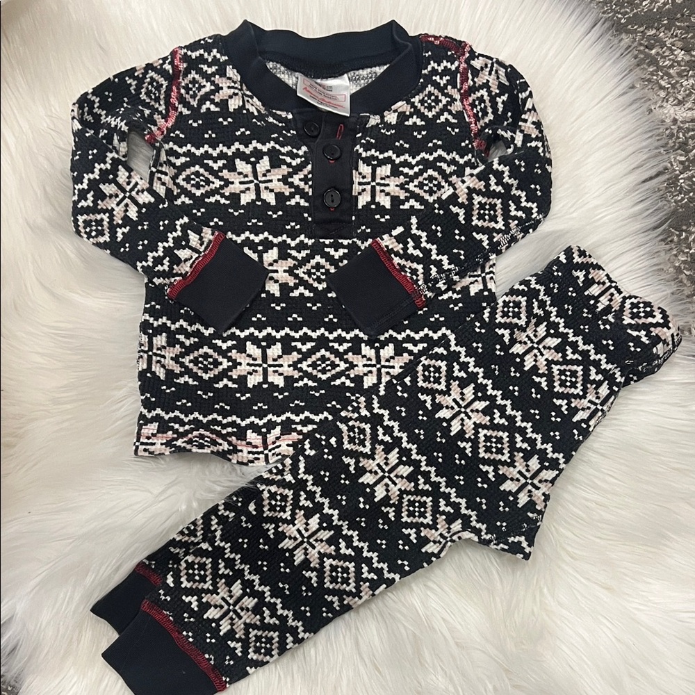 Hanna Anderson Black and White Snowflake Kids Pajamas